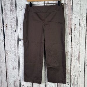White House Black Market Y2K Legacy Brown Dressy Capri‎ Pants Size 4 Side Button